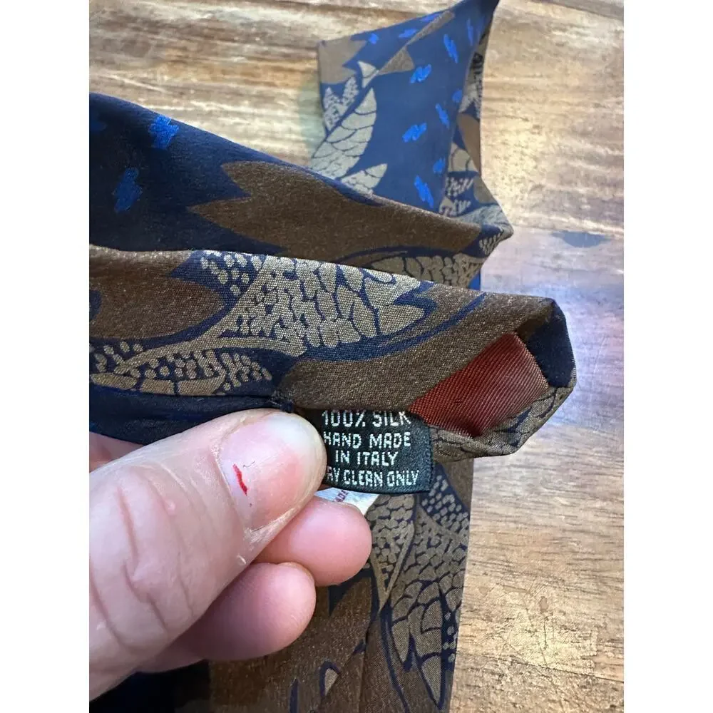 Fusaro Blue 100% Silk Santa Claus Patterned Neck Tie